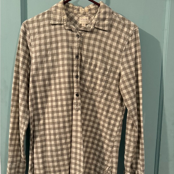 Boy fit grey and white check cozy half button up - Picture 1 of 5
